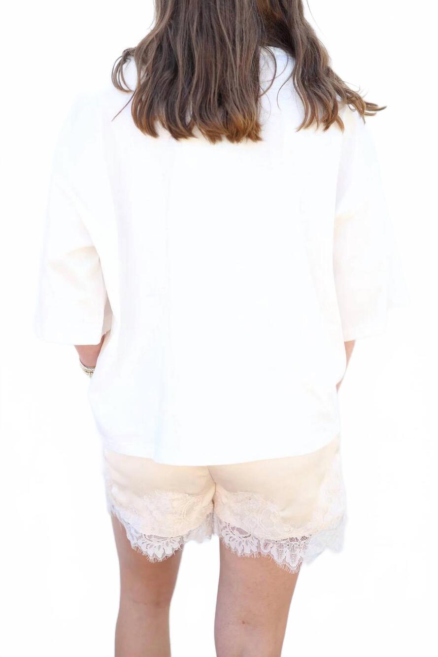 NEW ENTRO delicate lace shorts in cream - Picture 3 of 4